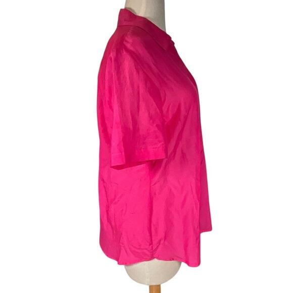 Coldwater Creek Silk Blend Short Sleeve Button Down Blouse Pink Large/14 NWT - Picture 4 of 13